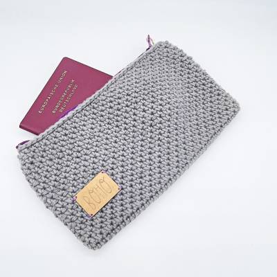 Boho Alternativ Täschchen Aufbewahrung Stifte Kosmetik Flower Power Federmäppchen grau unisex Kabeltasche