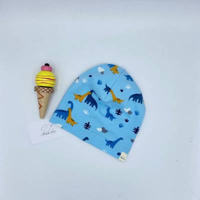 Mütze, KU 39 - 42 cm, Beanie , einlagig, Sommermütze, Dino