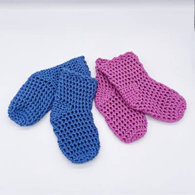 Babysöckchen 0-1 Monate blau peony Mädchen Junge Puppenkleidung handmade Babysocken Babygirl Babyboy handmade