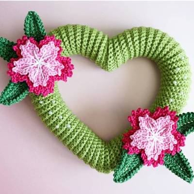 Häkelanleitung Herz mit Blumen - PDF Datei deutsch