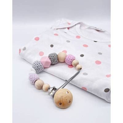 Schnullerkette Mädchen Babygirl Babyausstattung Accessoire flieder rosa Baby Kleinkind Geschenk Geburt Taufe Babybesuch