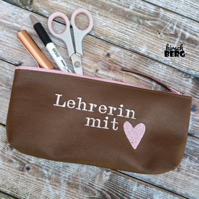 Federmäppchen aus Echtleder für deine Lieblingslehrerin braun rosa