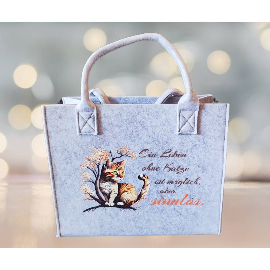 Filz-Tasche, verziert mit einem dekorativen Spruch für alle, die