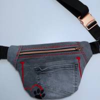 Crossbody Bag Bauchtasche aus grauem Jeans Hundeliebe Bild 4