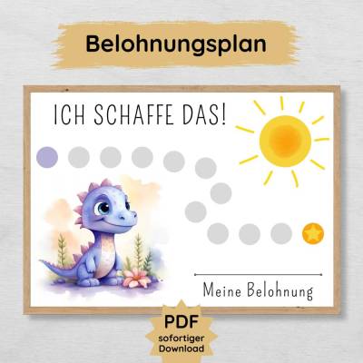 Dino Belohnungsplan für Kinder als Motivationshilfe um Ziele zu erreichen