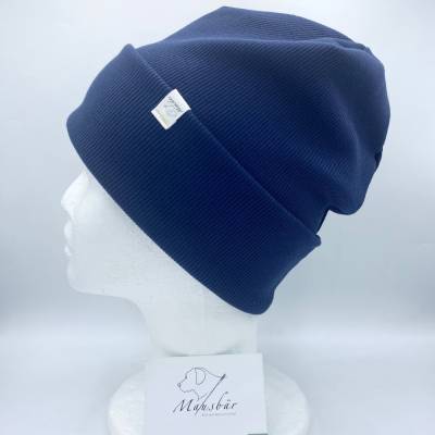 Beanie, KU 54-59 cm, Hipster Mütze, Hipste, Beanie, navy dunkelblau