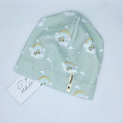 Mütze, KU 47 - 50  cm, Beanie, einlagig, Sommermütze, Glücksbärchi