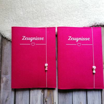 Zeugnissmappe aus Filz - personalisierbar- Einschulung * pink
