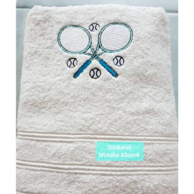 Handtuch, weiß, 50 x 100, mit Tennismotiv