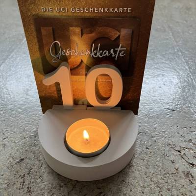 Teelichthalter Fuß Rund -  als Geschenkkartenhalter für Teelicht und Zahlen/Einschieber 