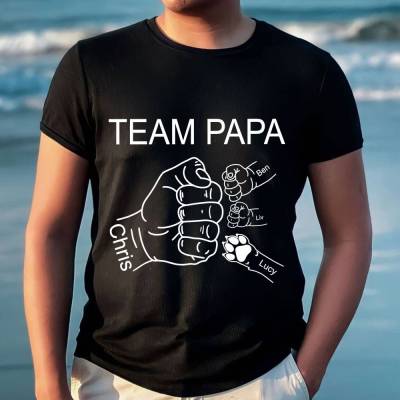 T-shirt Papa Faust mit Kinderhänden und Hundepfoten Geschenk