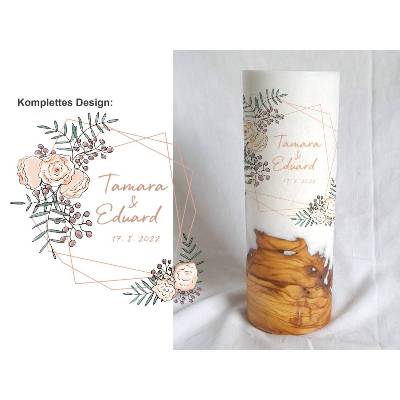 Hochzeitskerze Design Peachfuzz - Holzkerze