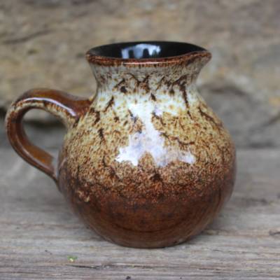 Kleiner VEB Römhild Krug / Henkelvase Studiokeramik Brauntöne 60er 70er Jahre DDR