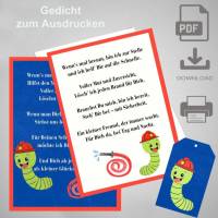 Gedicht für Feuerwehr Glückswürmchen, PDF, JPG download Bild 1