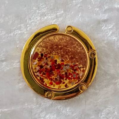 Taschenhalter Glassplitter Harz Brauntöne und Goldfluss mit gold