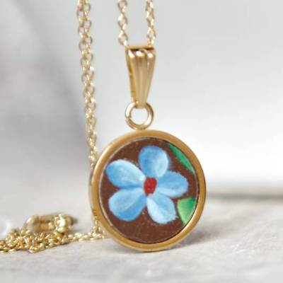 Holzschmuck Unikat-Halskette- Anhänger aus dem Holz von Omas Deko Teller