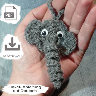 Häkelanleitung, Kleiner Anhänger ELEFANT, PFD Download