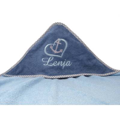 Kapuzenhandtuch mit Namen und Motiv Maritim, Babyhandtuch personalisiert, Badehandtuch mit Kapuze, Geschenk zur Taufe