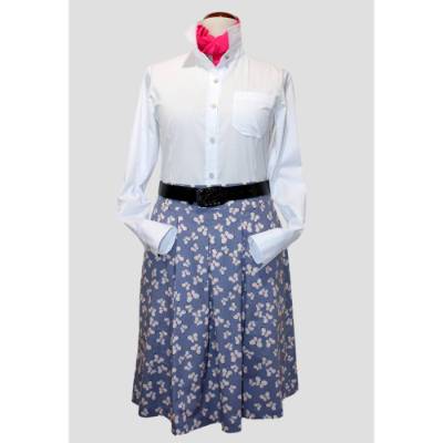 Damen Sommer Rock | Motiv Schmetterlinge Blau-Grau