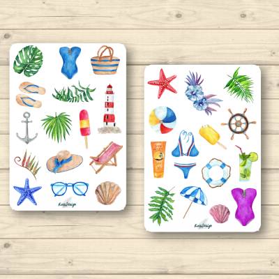 Aufkleber, Stickerbogen, Sommerurlaub Strand