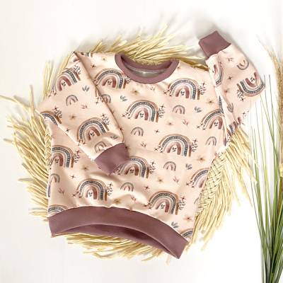 Oversized Langarmshirt Regenbogen Blumen Mädchen 