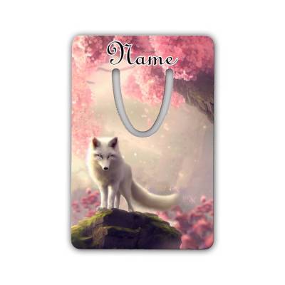 Fuchs Lesezeichen mit Name / Schriftartwahl / Aluminium / 5 x 7,5 x 0,07cm