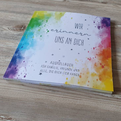 Alternative zum Kondolenzbuch für verstorbene Kinder | Trauer ist bunt | Erinnerungsbuch für Sternenkinder | Aufüllbuch