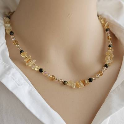 Citrin Halskette, natürlicher Edelsteinschmuck aus Citrin Stein