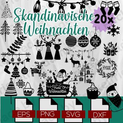 Plotterdatei Bundle 20x Weihnachten in Minimalistisch Skandinavischem Stil