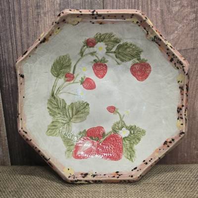 Grosse Keramik Schale - Erdbeeren -Handarbeit