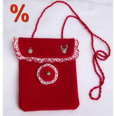 Trachtentasche rot – Handgemachte Dirndl-Umhängetasche mit Trachtenknopf & Stoffrosette, Unikat, Volksfest-Täschchen