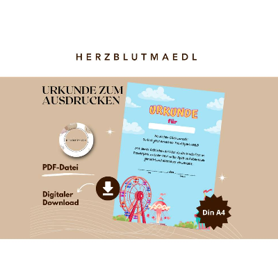 Personalisierbare Urkunde in A4 für Freizeitpark-Ausflug - Perfekt für Kindergeburtstage oder Schulausflüge
