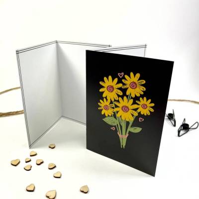 Faltkarte mit Blumen DIN A6 Grußkarte faltbar neutrale Geschenkkarte ohne Aufschrift für jeden Anlass