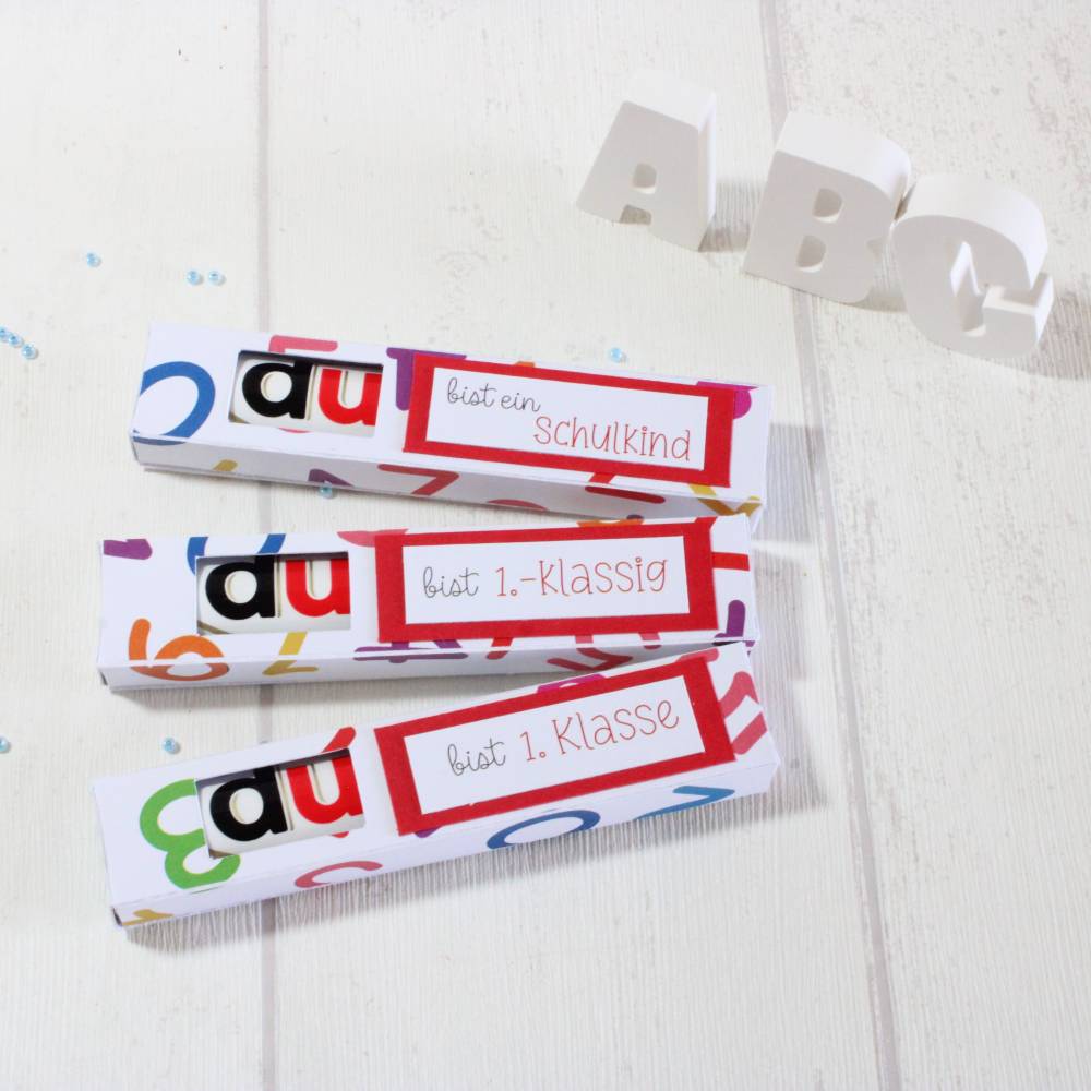 Einschulung * Schulkind * Schulanfang * Gastgeschenk * Geschenkbox für Schokoriegel * personalisierbar Bild 1