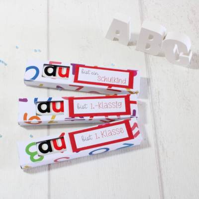 Einschulung * Schulkind * Schulanfang * Gastgeschenk * Geschenkbox für Schokoriegel * personalisierbar
