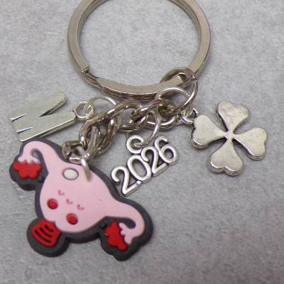 Gebärmutter PVC Gummi Schlüsselanhänger Schwangerschaft Frauenarzt PERSONALISIERBAR