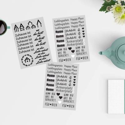 Rub on Sticker 3er Set A4 Bogen