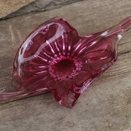 Zipfelschale Alexandrit Josef Hospodka Chribska pink Kristall Glas Vintage Böhmen Czeckoslovakia