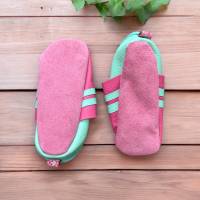Lederpuschen Gr. 24/25, Krabbelschuhe, weiche Hausschuhe für Kinder aus Bioleder Bild 2