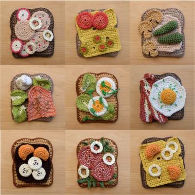 Häkelanleitung belegte Brote und Sandwiches für die Kinderküche oder als Deko, pdf-Datei