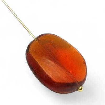  1 böhmische Glasperle bernsteinfarben dunkel 25x20mm oval flach