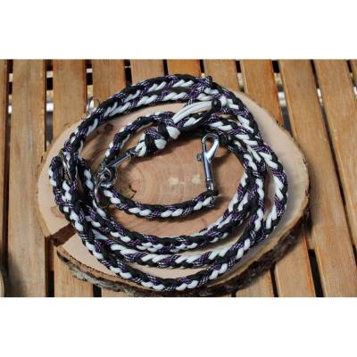 Leine aus Paracord // geflochten // weiß/schwarz/lila // für kleinere und mittlere Hunde