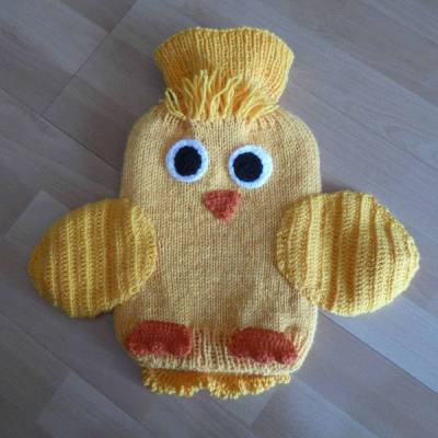 Gestrickter Wärmflaschenbezug - Küken inkl. Wärmflasche