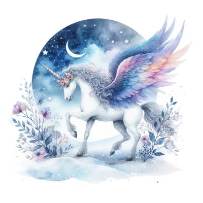 Einhorn ausgebreitete Flügel Bügelbild Aufbügler für Kleidung Textilien