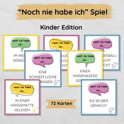 Noch nie habe ich Spiel in der Kinder Edition zum Ausdrucken