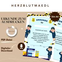 Mitgebsel Polizei Party A4 - Urkunde Polizei für den perfekten Polizeigeburtstag zum ausdrucken als PDF-Datei Bild 1