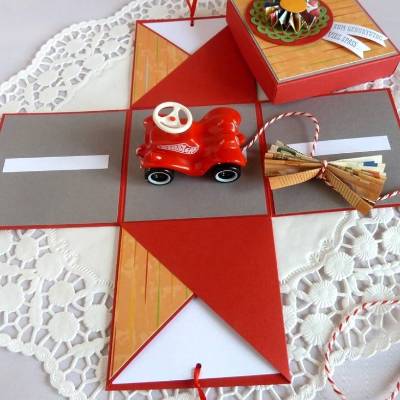 Explosionsbox/Geldgeschenk zum Geburtstag/zum Führerschein/zum Auto