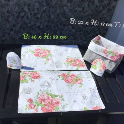 TischSets ( 2 stück )+ 1 Utensilo ( grau )  Tischläufer Tischdecke  Geschenk Unikat - Wachstuch