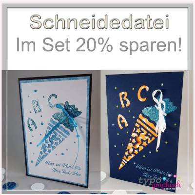 Plotterdatei Einschulungskarten Set – Schultüte Stern | Schneidedatei SVG & PDF