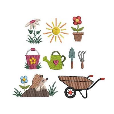 Stickdatei Garten kleine Motive SET 8
